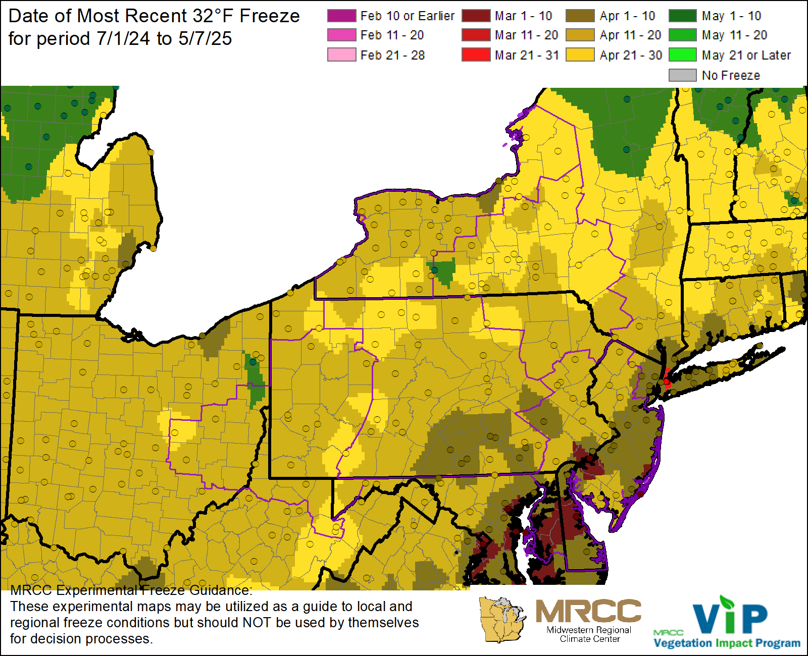 Date of Most Recent 32°F Freeze Date of Most Recent 32°F Freeze