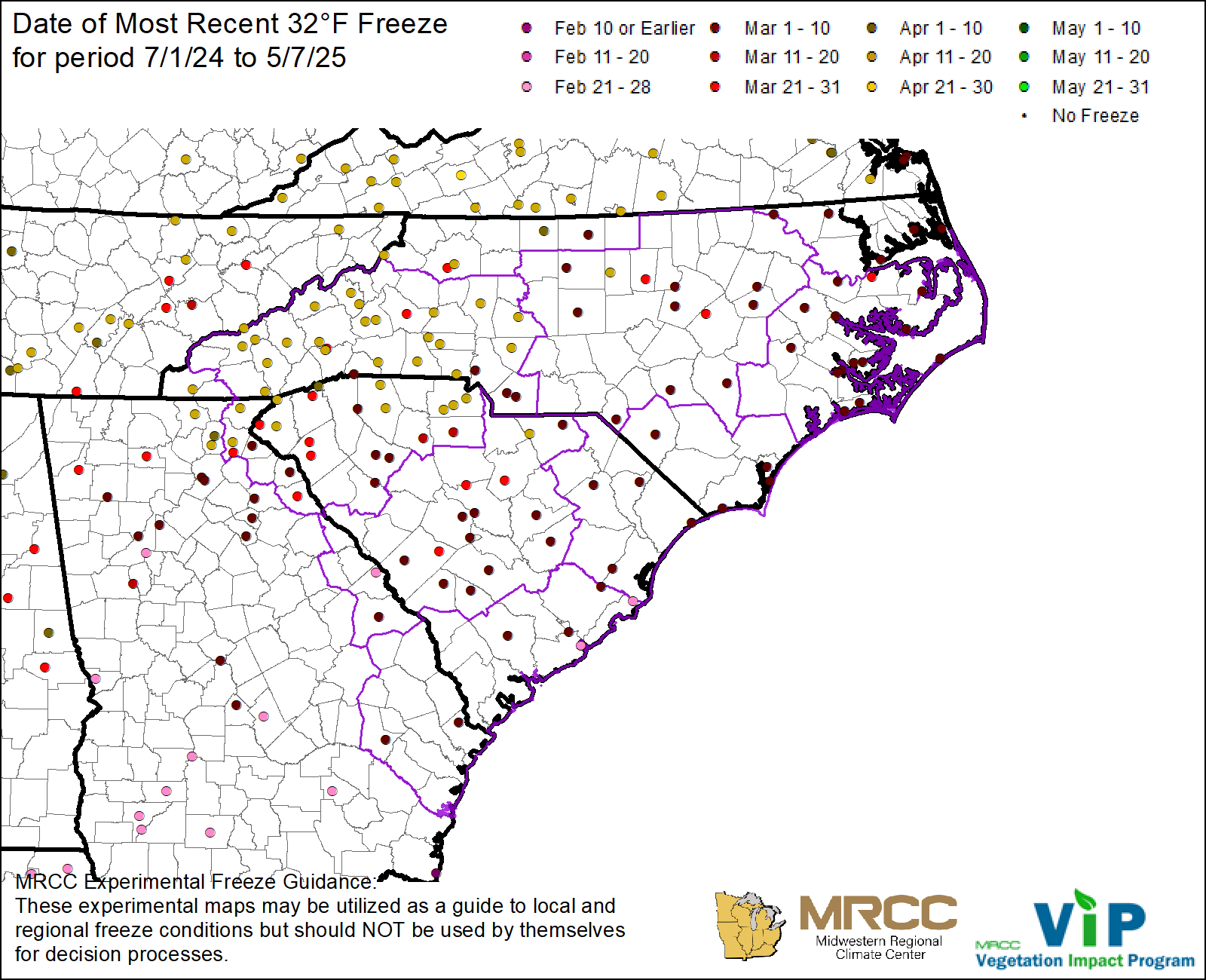 Date of Most Recent 32°F Freeze Date of Most Recent 32°F Freeze