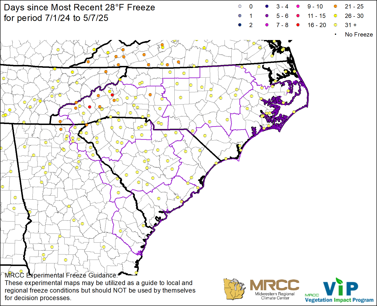 Days since Most Recent 28°F Freeze Days since Most Recent 28°F Freeze