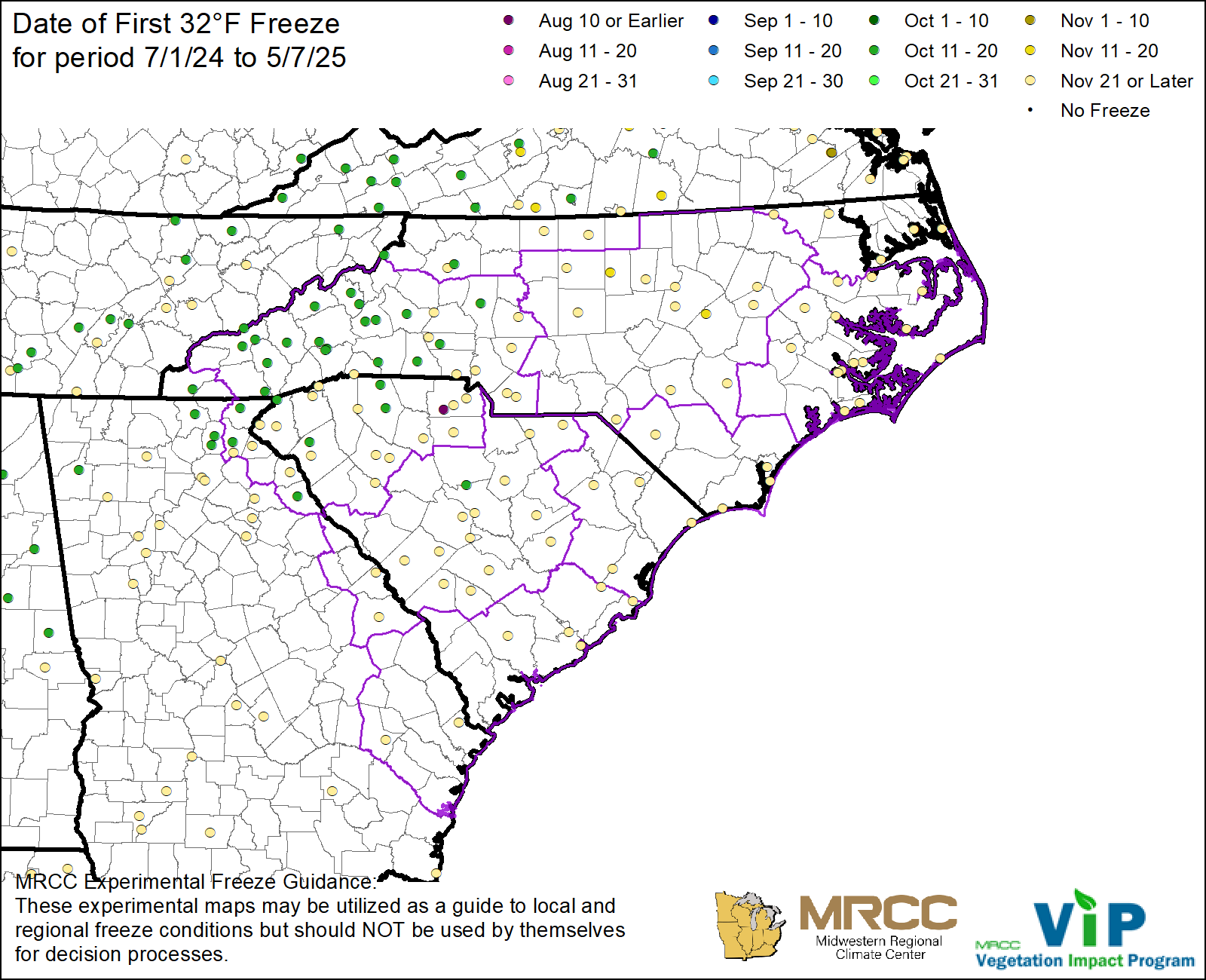 Date of First 32°F Freeze Date of First 32°F Freeze