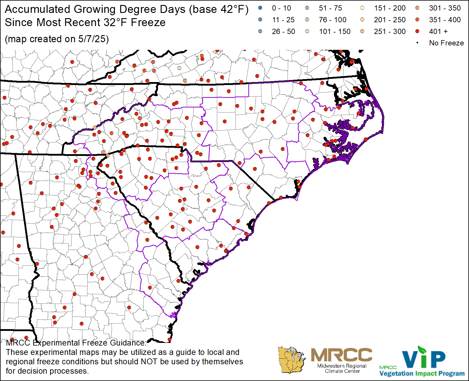 GDD42 since most recent 32°F Freeze GDD42 since most recent 32°F Freeze