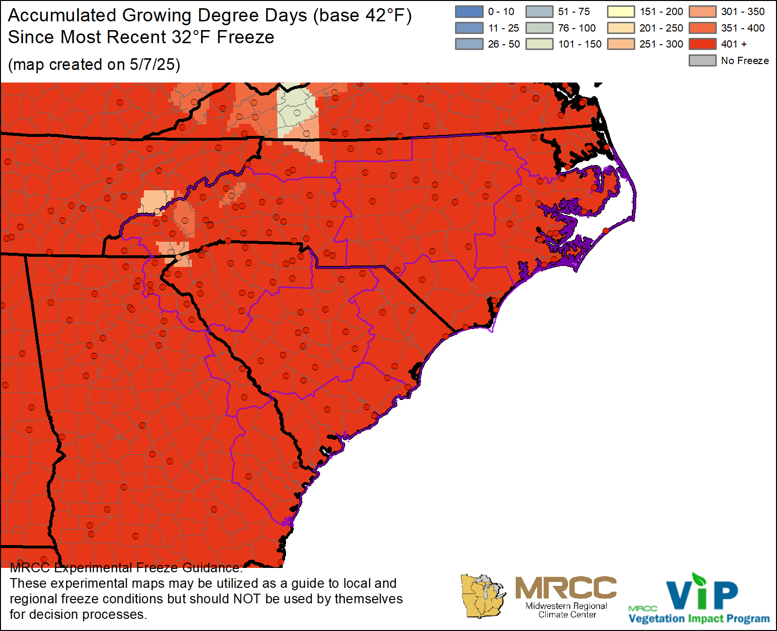 GDD42 since most recent 32°F Freeze GDD42 since most recent 32°F Freeze