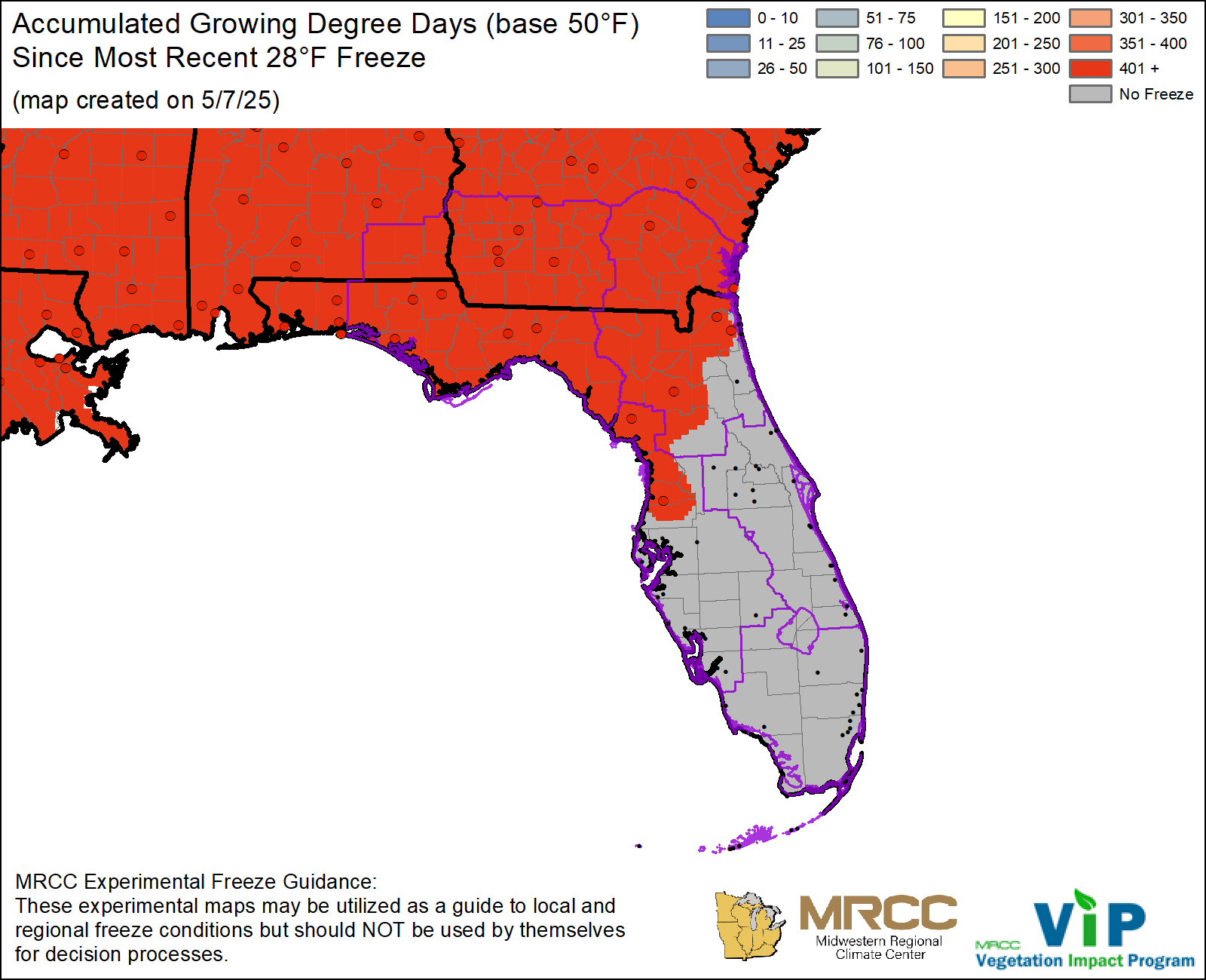 GDD50 Since Most Recent 28°F Freeze GDD50 Since Most Recent 28°F Freeze