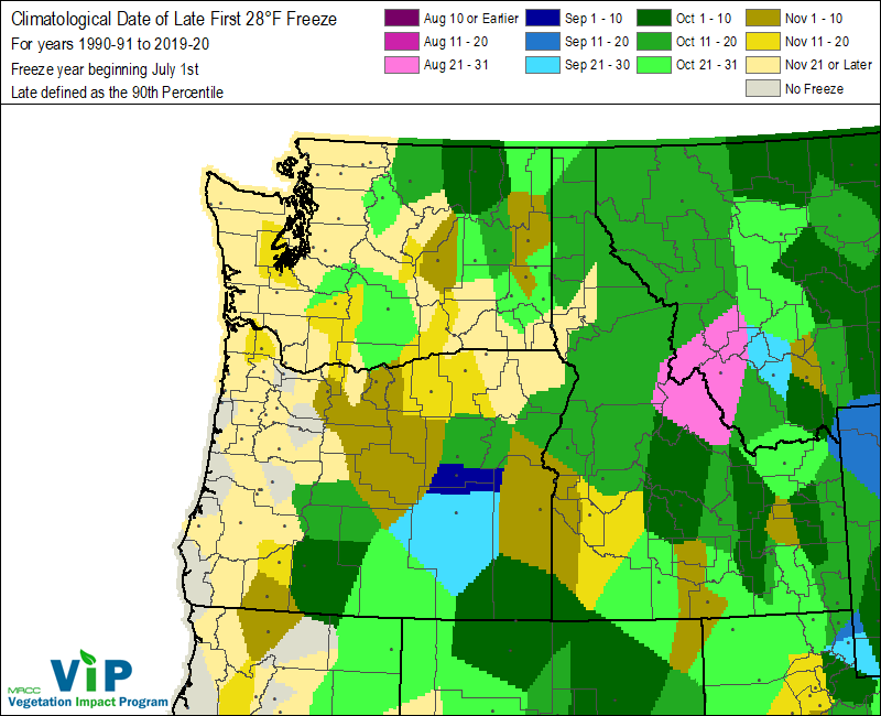 Date of Late First 28°F Freeze Date of Late First 28°F Freeze