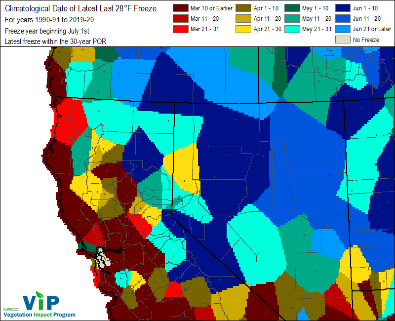 Date of Latest Last 28°F Freeze Date of Latest Last 28°F Freeze