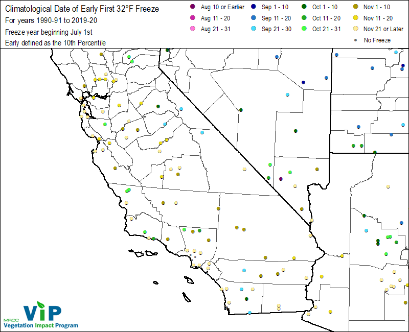 Date of Early First 32°F Freeze Date of Early First 32°F Freeze