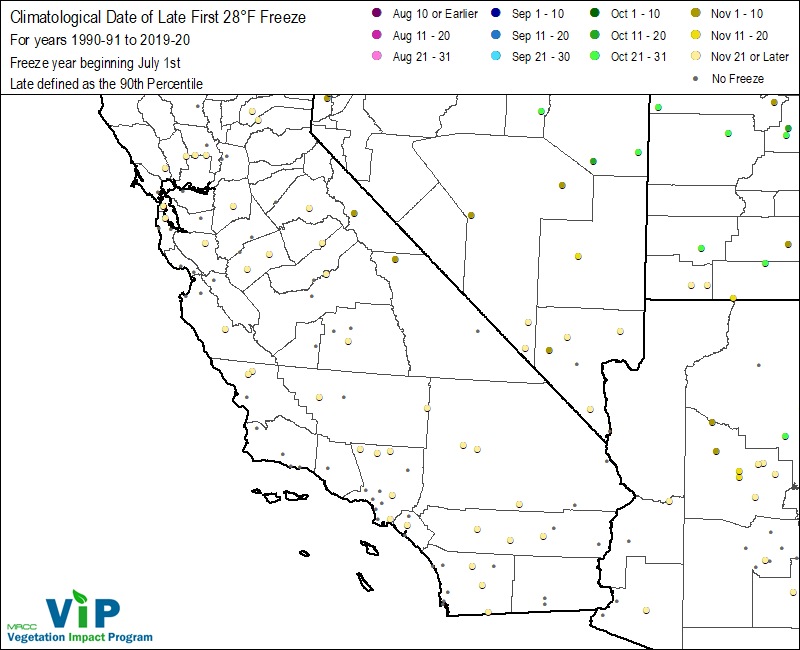 Date of Late First 28°F Freeze Date of Late First 28°F Freeze