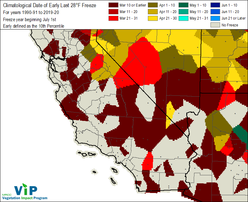 Date of Early Last 28°F Freeze Date of Early Last 28°F Freeze