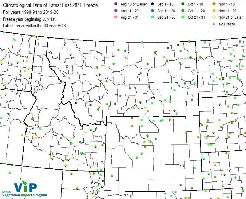 Date of Latest First 28°F Freeze Date of Latest First 28°F Freeze