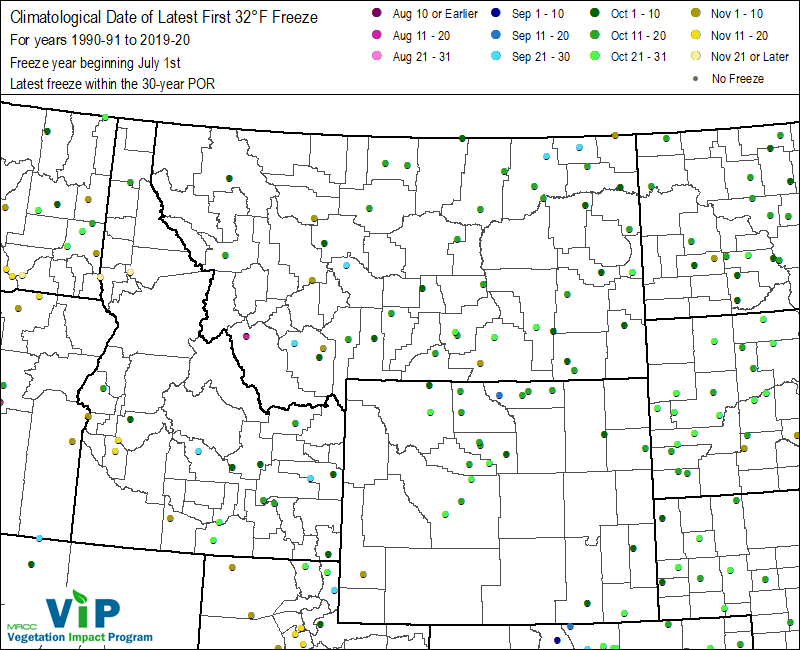 Date of Latest First 32°F Freeze Date of Latest First 32°F Freeze