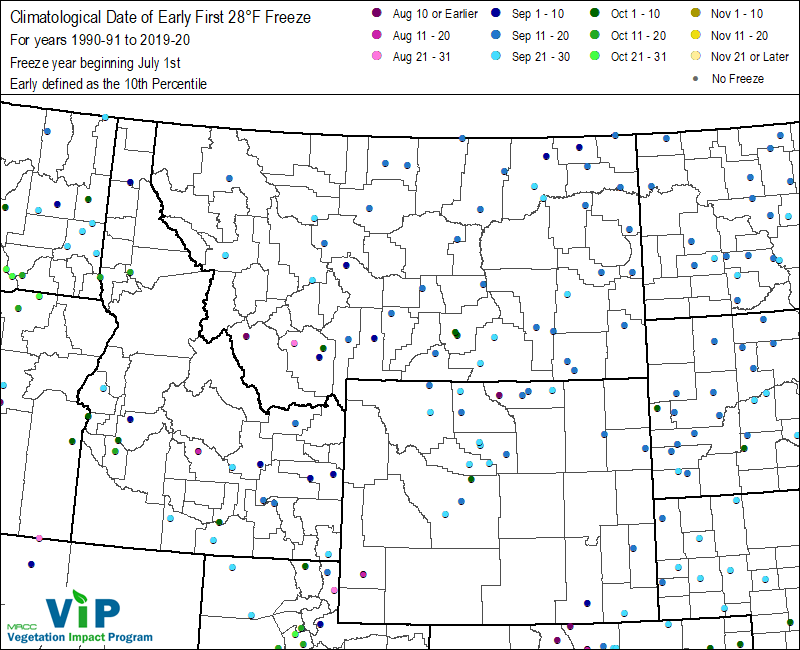 Date of Early First 28°F Freeze Date of Early First 28°F Freeze