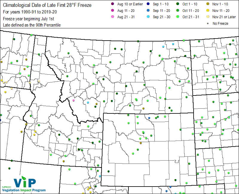 Date of Late First 28°F Freeze Date of Late First 28°F Freeze