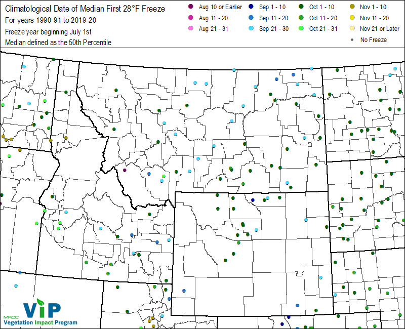 Date of Median First 28°F Freeze Date of Median First 28°F Freeze