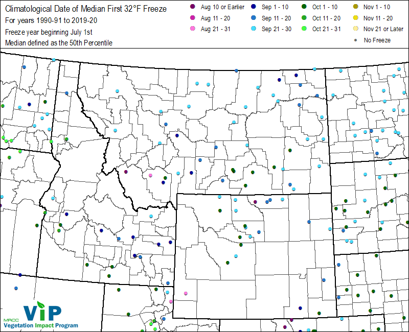 Date of Median First 32°F Freeze Date of Median First 32°F Freeze