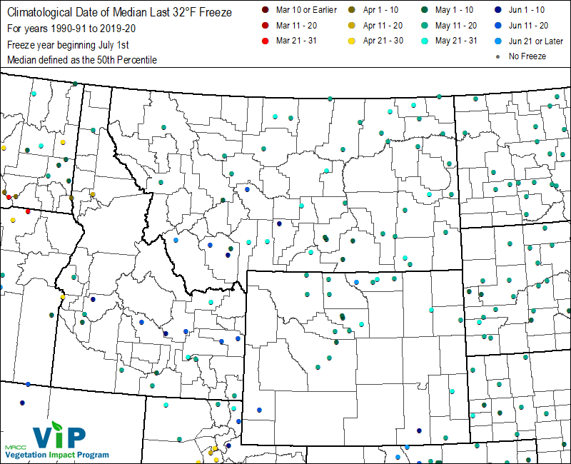 Date of Median Last 32°F Freeze Date of Median Last 32°F Freeze