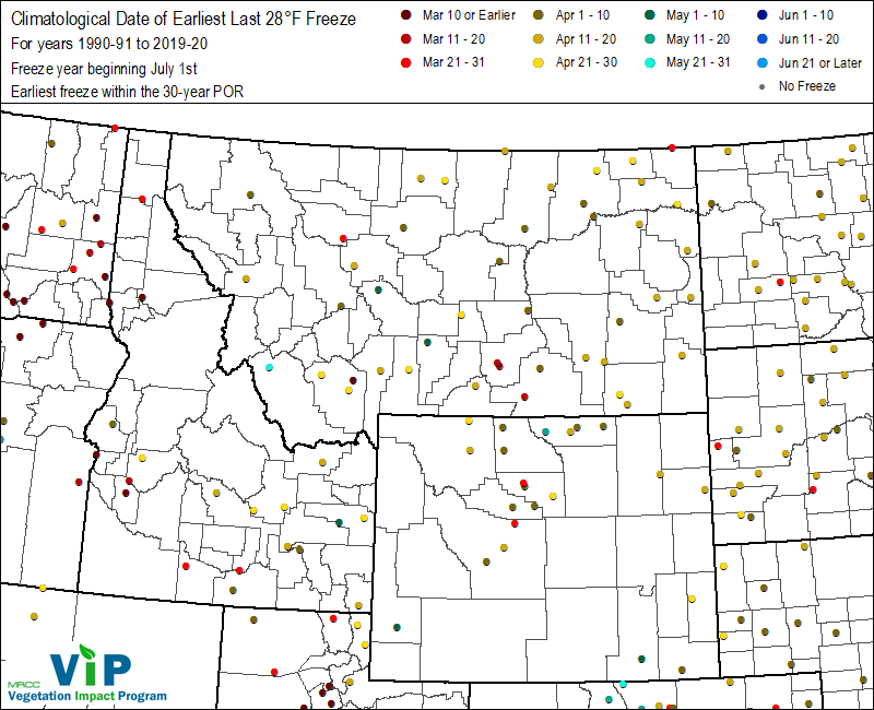 Date of Earliest Last 28°F Freeze Date of Earliest Last 28°F Freeze