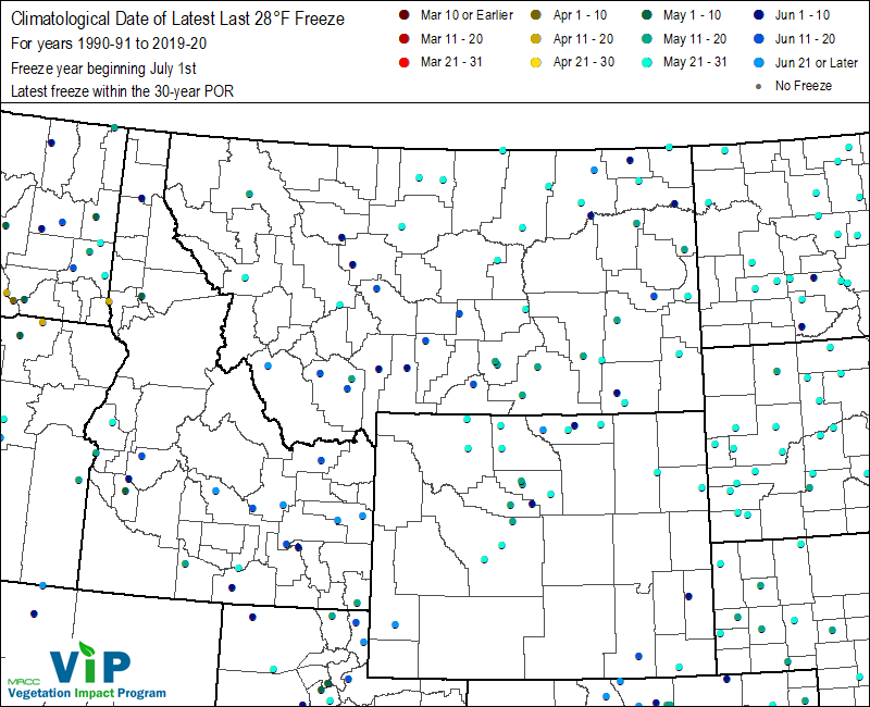 Date of Latest Last 28°F Freeze Date of Latest Last 28°F Freeze