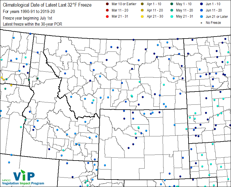 Date of Latest Last 32°F Freeze Date of Latest Last 32°F Freeze