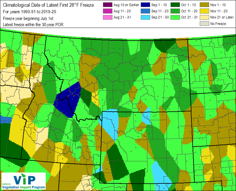 Date of Latest First 28°F Freeze Date of Latest First 28°F Freeze