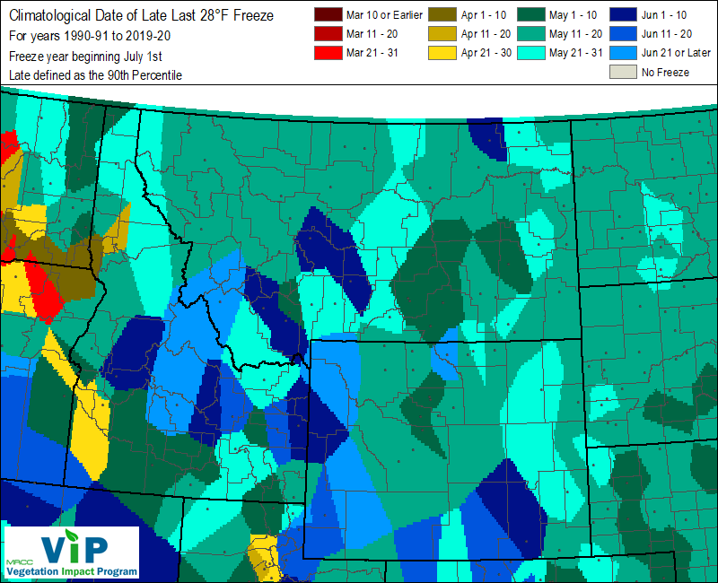 Date of Late Last 28°F Freeze Date of Late Last 28°F Freeze