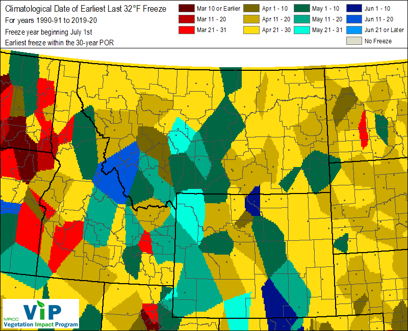 Date of Earliest Last 32°F Freeze Date of Earliest Last 32°F Freeze