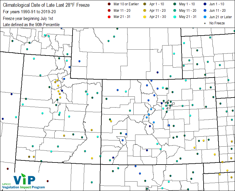 Date of Late Last 28°F Freeze Date of Late Last 28°F Freeze