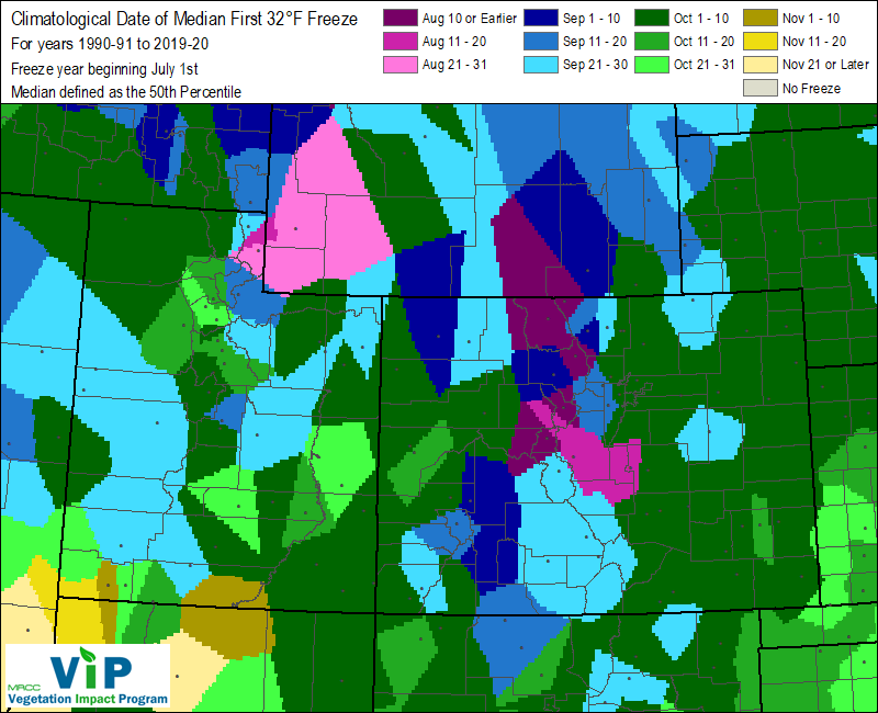 Date of Median First 32°F Freeze Date of Median First 32°F Freeze