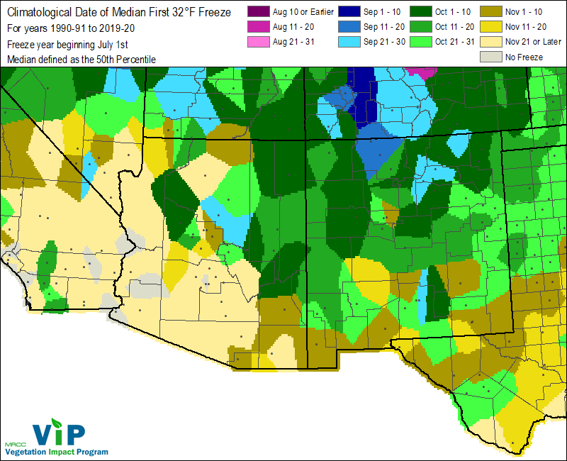 Date of Median First 32°F Freeze Date of Median First 32°F Freeze