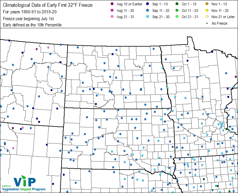 Date of Early First 32°F Freeze Date of Early First 32°F Freeze