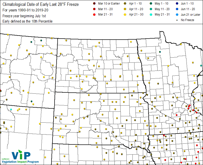 Date of Early Last 28°F Freeze Date of Early Last 28°F Freeze