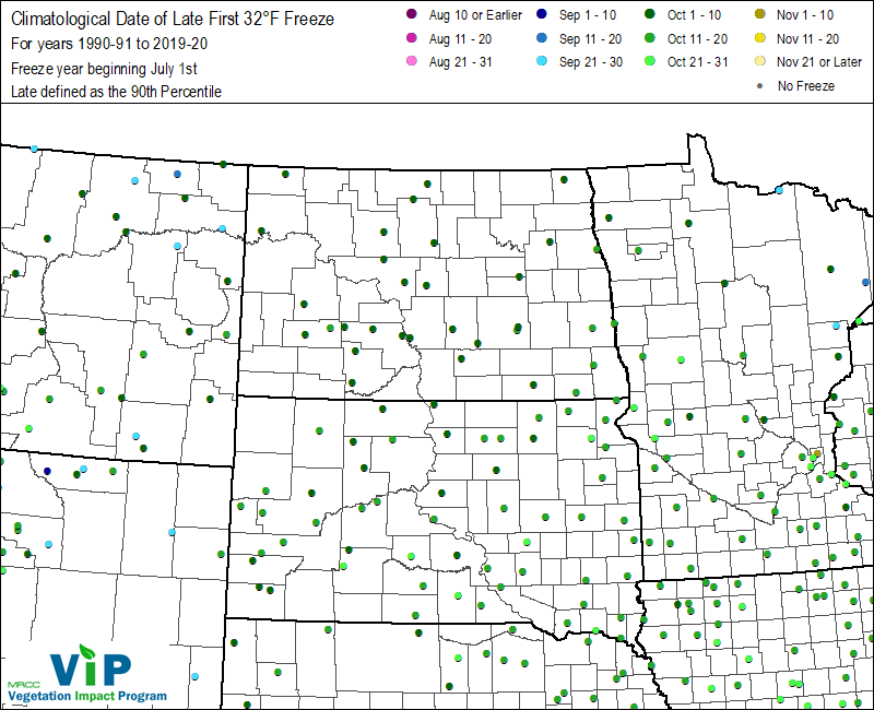 Date of Late First 32°F Freeze Date of Late First 32°F Freeze