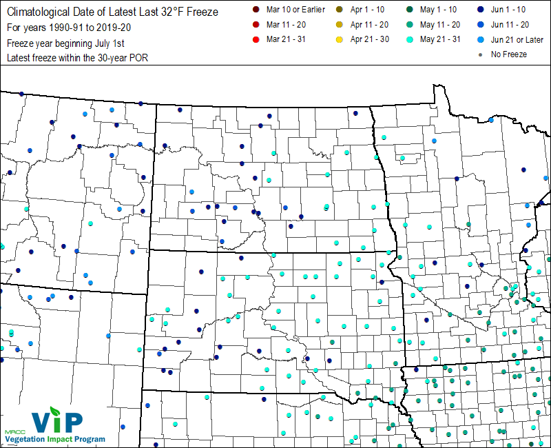 Date of Latest Last 32°F Freeze Date of Latest Last 32°F Freeze
