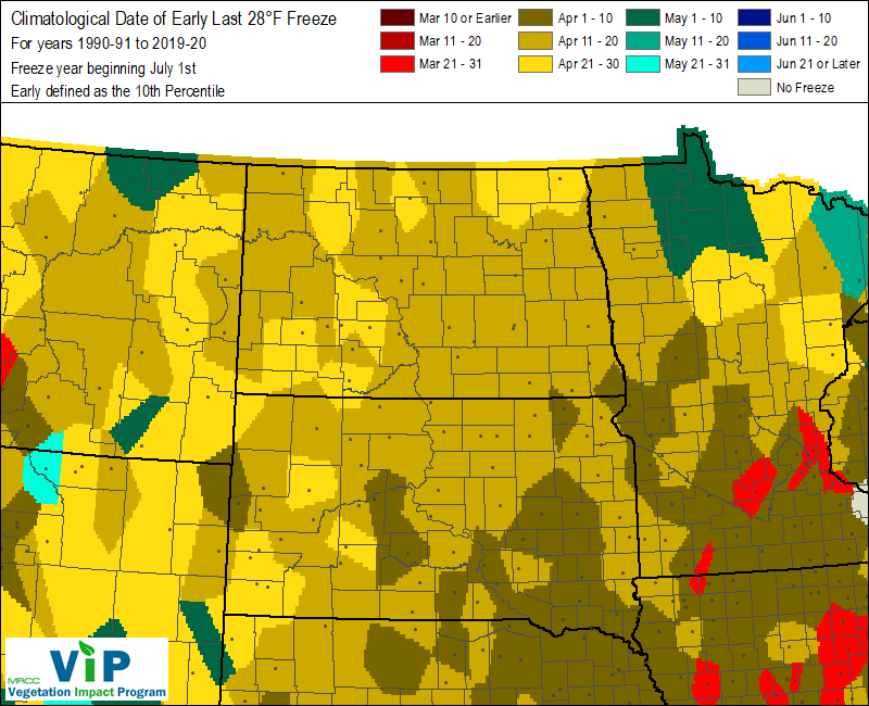 Date of Early Last 28°F Freeze Date of Early Last 28°F Freeze