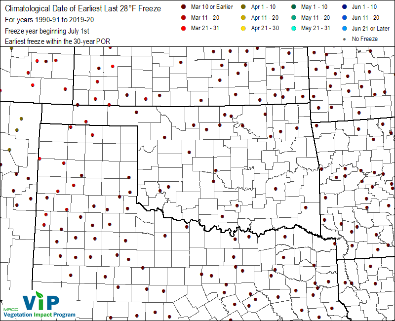 Date of Earliest Last 28°F Freeze Date of Earliest Last 28°F Freeze