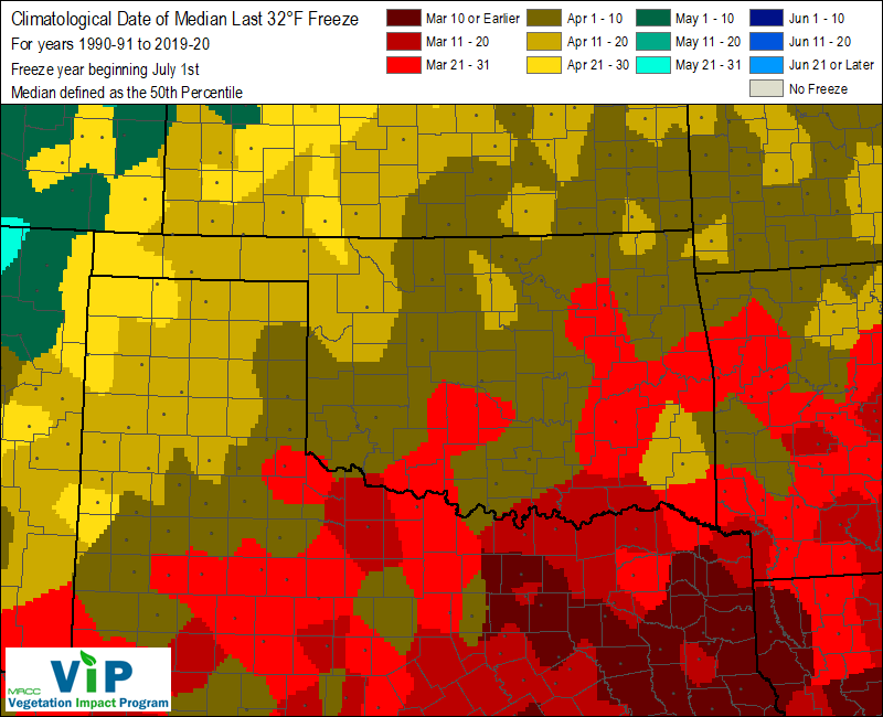 Date of Median Last 32°F Freeze Date of Median Last 32°F Freeze