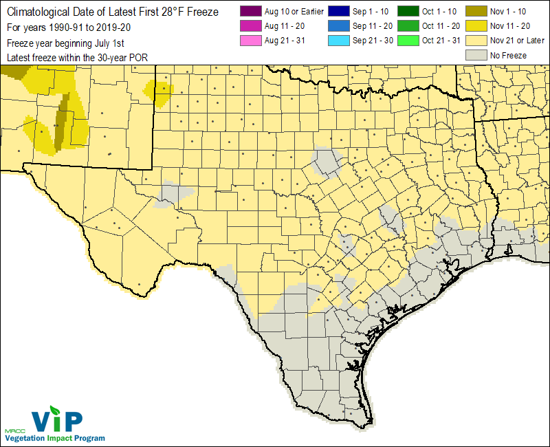 Date of Latest First 28°F Freeze Date of Latest First 28°F Freeze