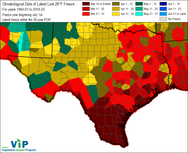 Date of Latest Last 28°F Freeze Date of Latest Last 28°F Freeze
