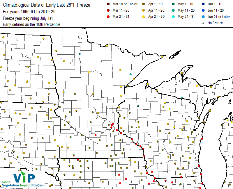 Date of Early Last 28°F Freeze Date of Early Last 28°F Freeze