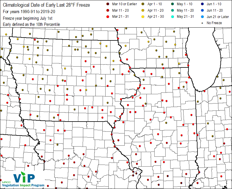 Date of Early Last 28°F Freeze Date of Early Last 28°F Freeze