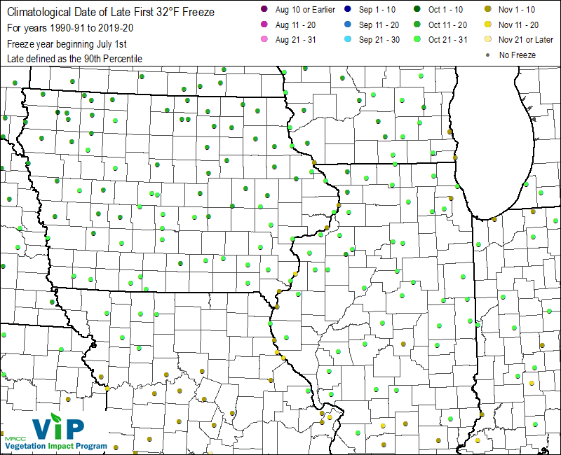 Date of Late First 32°F Freeze Date of Late First 32°F Freeze