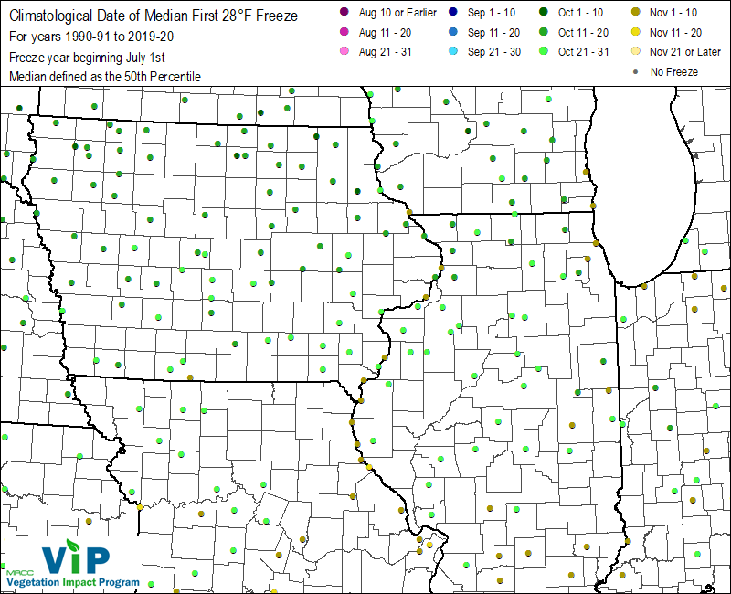 Date of Median First 28°F Freeze Date of Median First 28°F Freeze