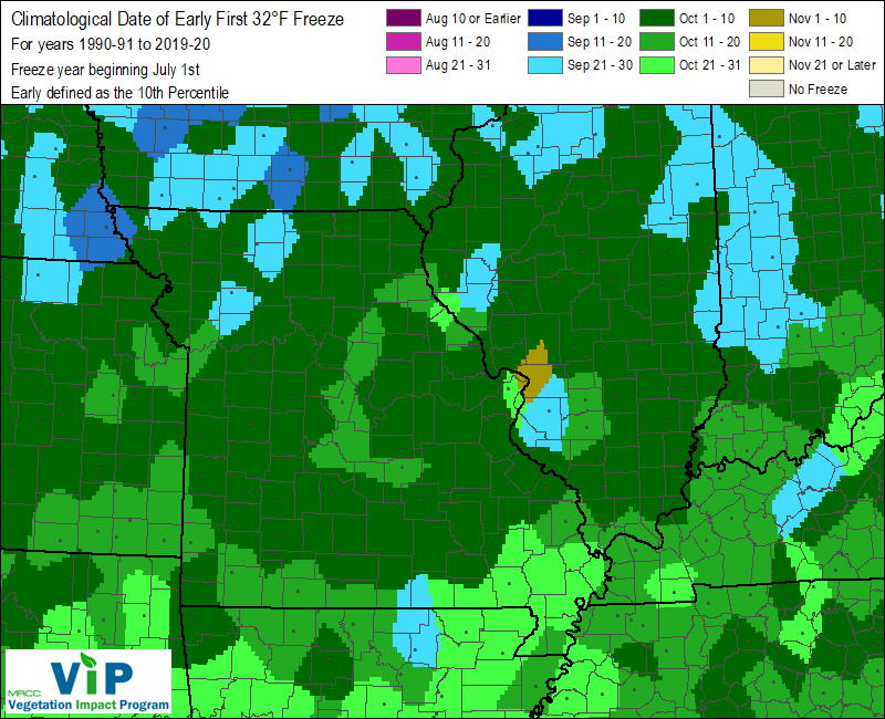 Date of Early First 32°F Freeze Date of Early First 32°F Freeze