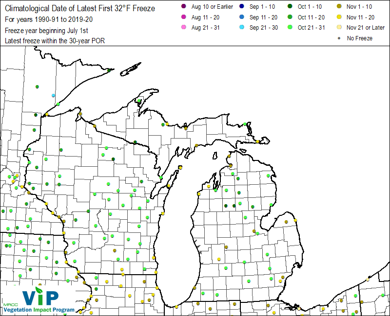 Date of Latest First 32°F Freeze Date of Latest First 32°F Freeze