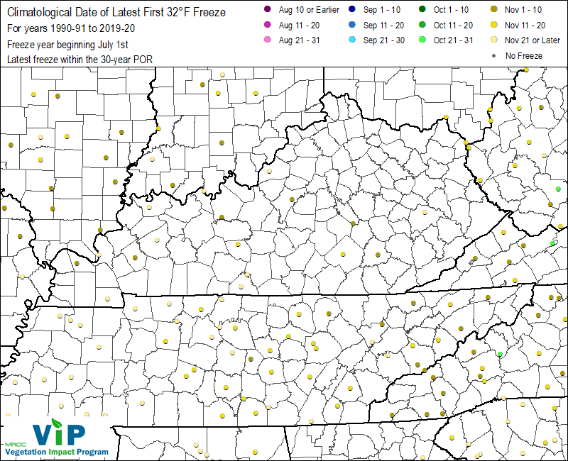 Date of Latest First 32°F Freeze Date of Latest First 32°F Freeze