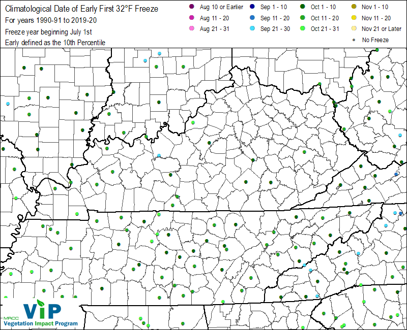 Date of Early First 32°F Freeze Date of Early First 32°F Freeze