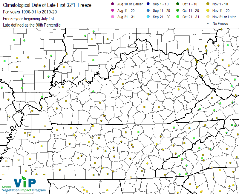 Date of Late First 32°F Freeze Date of Late First 32°F Freeze