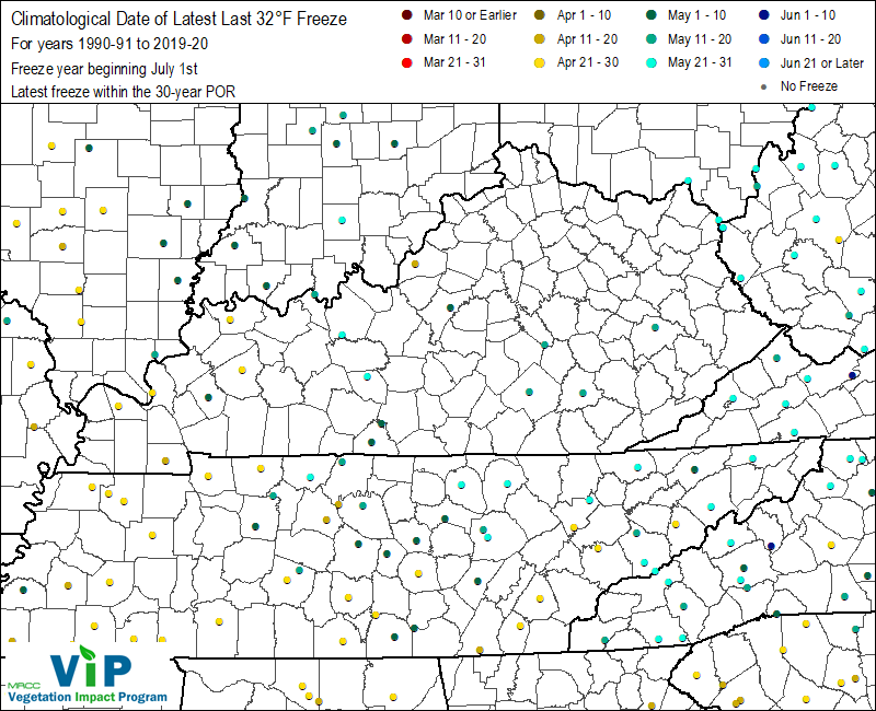 Date of Latest Last 32°F Freeze Date of Latest Last 32°F Freeze