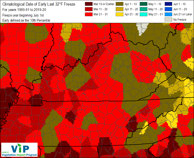 Date of Early Last 32°F Freeze Date of Early Last 32°F Freeze