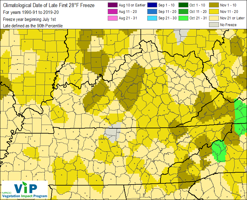 Date of Late First 28°F Freeze Date of Late First 28°F Freeze