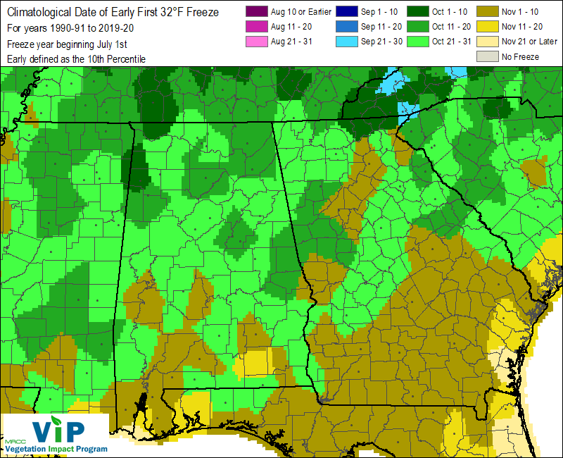 Date of Early First 32°F Freeze Date of Early First 32°F Freeze